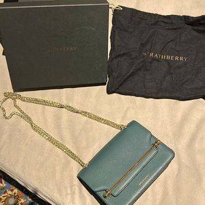 Strathberry olive green mini bag